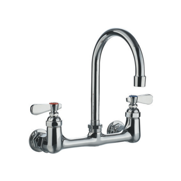 Whitehaus Heavy Duty Wall Mount Utility Faucet W/ A Gooseneck Swivel Spout And L WHFS9814-P5-C